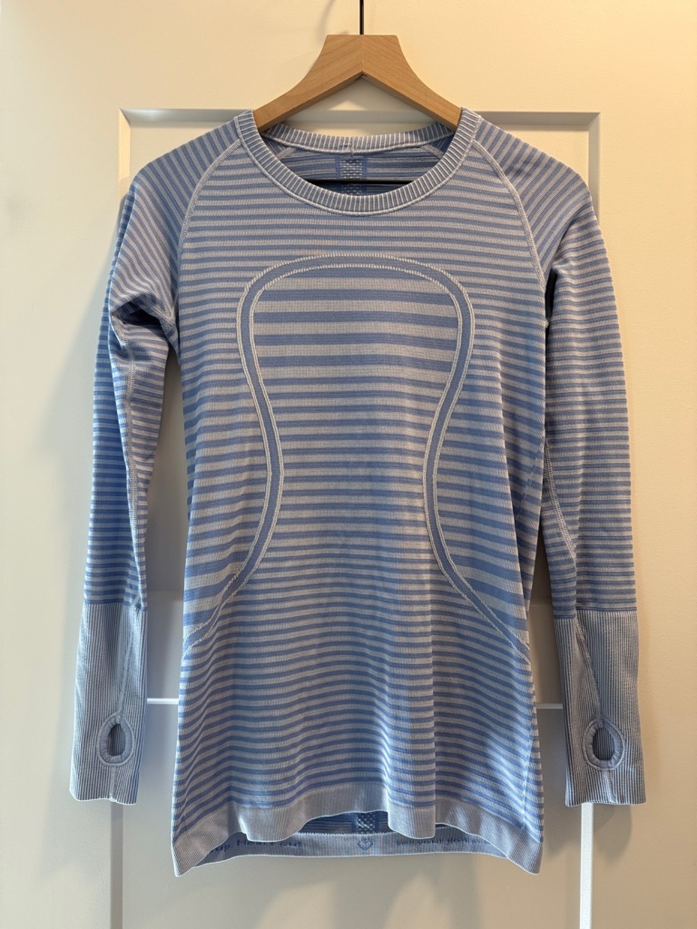 lululemon athletica Blue Striped Long Sleeve Tee